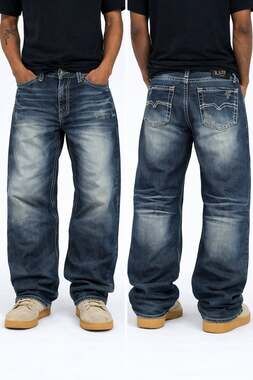 B. Tuff Jeans Axle Men's Relaxed Fit Bootcut Distressed Denim 32x34